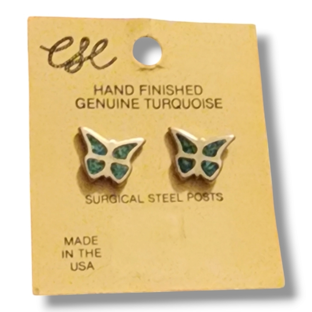 Genuine Turquoise Butterfly Earings
